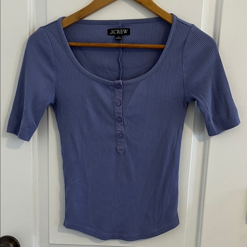 J. Crew Women’s Scoop Neck Ribbed Button-Front Top — Periwinkle XS